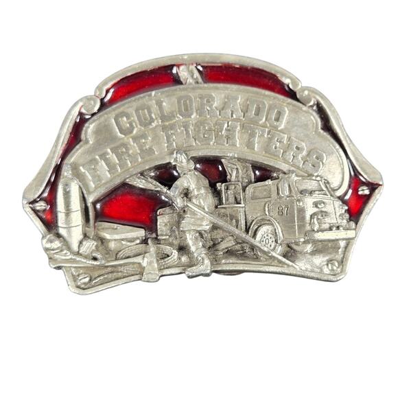 Vintage 1987 Colorado Firefighters Belt Buckle Limited Edition Siskiyou 252/1000 - Picture 1 of 11